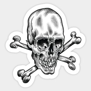 Skull and Crossbones Neo Traditional Tattoo Sticker